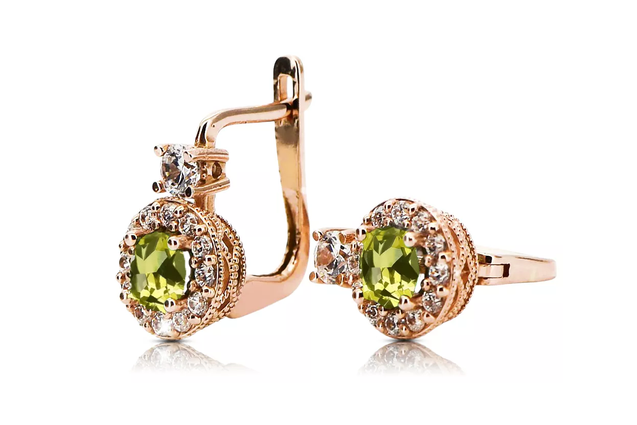 Vintage Earrings Yellow Peridot 14K Rose gold cec003r Vintage Earrings Yellow Peridot 14K Rose gold cec003r